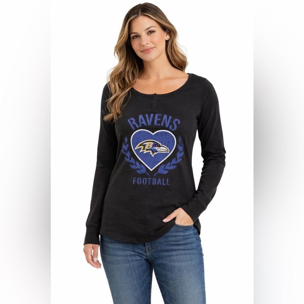 NWT NFL x Old Navy Women's Baltimore Ravens Long Sleeve Cotton Shirt Size Medium